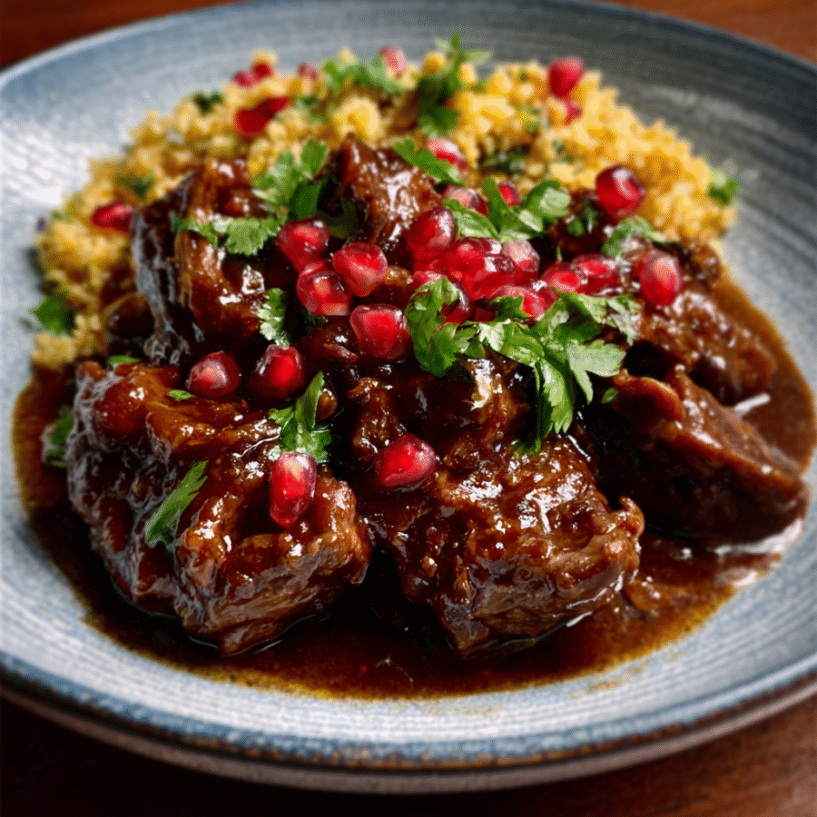 Anatolian Spiced Lamb Stew with Pomegranate Glaze delights your taste buds! 6 Anatolian Spiced Lamb Stew with Pomegranate Glaze