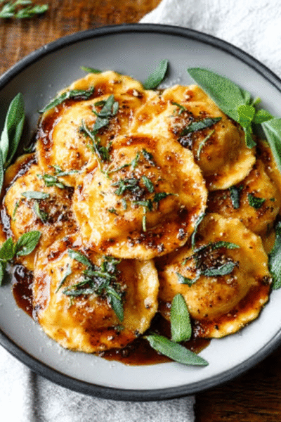 Butternut Squash Ravioli with Brown Butter Sage Sauce