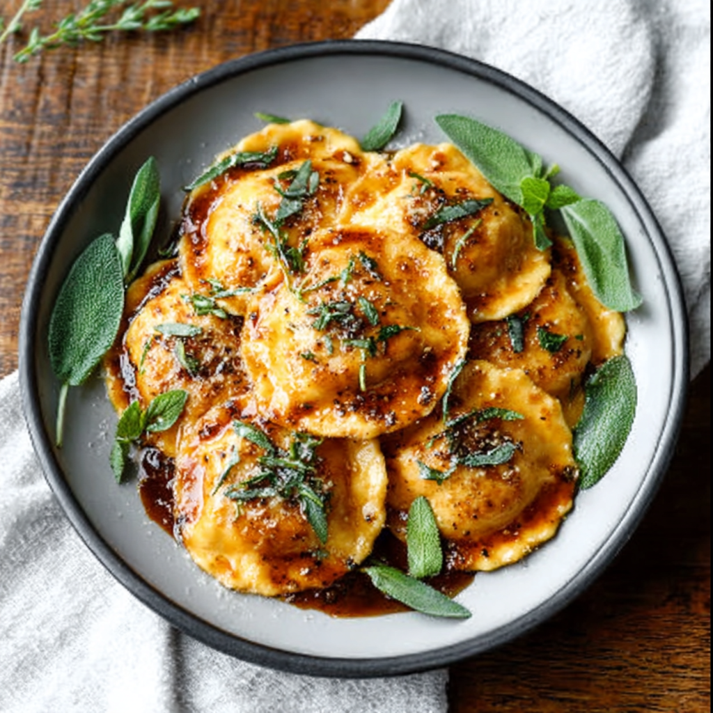 Butternut Squash Ravioli with Brown Butter Sage Sauce