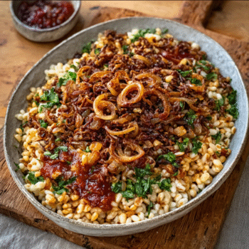 Caramelized Onion Koshari Bowls