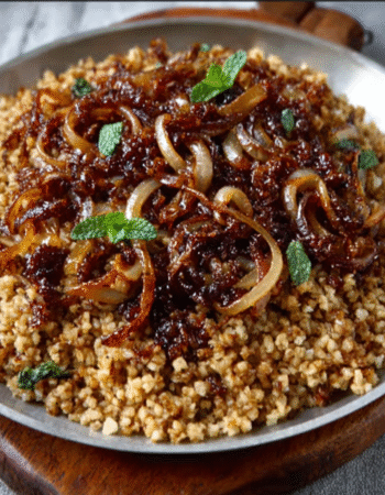Caramelized Onion & Mint Bulgur Pilaf
