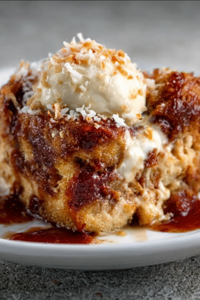 Caribbean Guava & Coconut Bread Pudding
