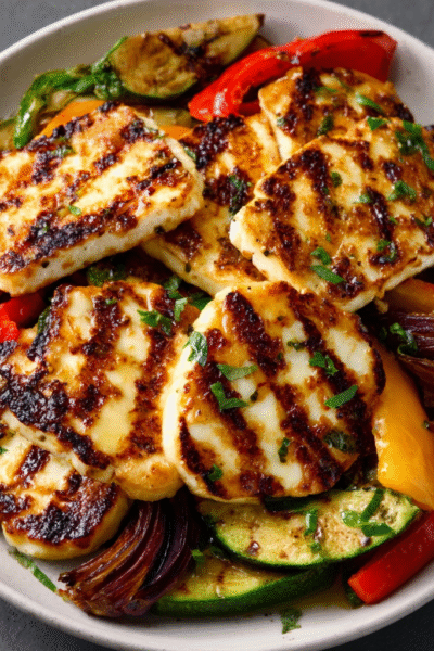 Citrus-Marinated Halloumi with Grilled Vegetables