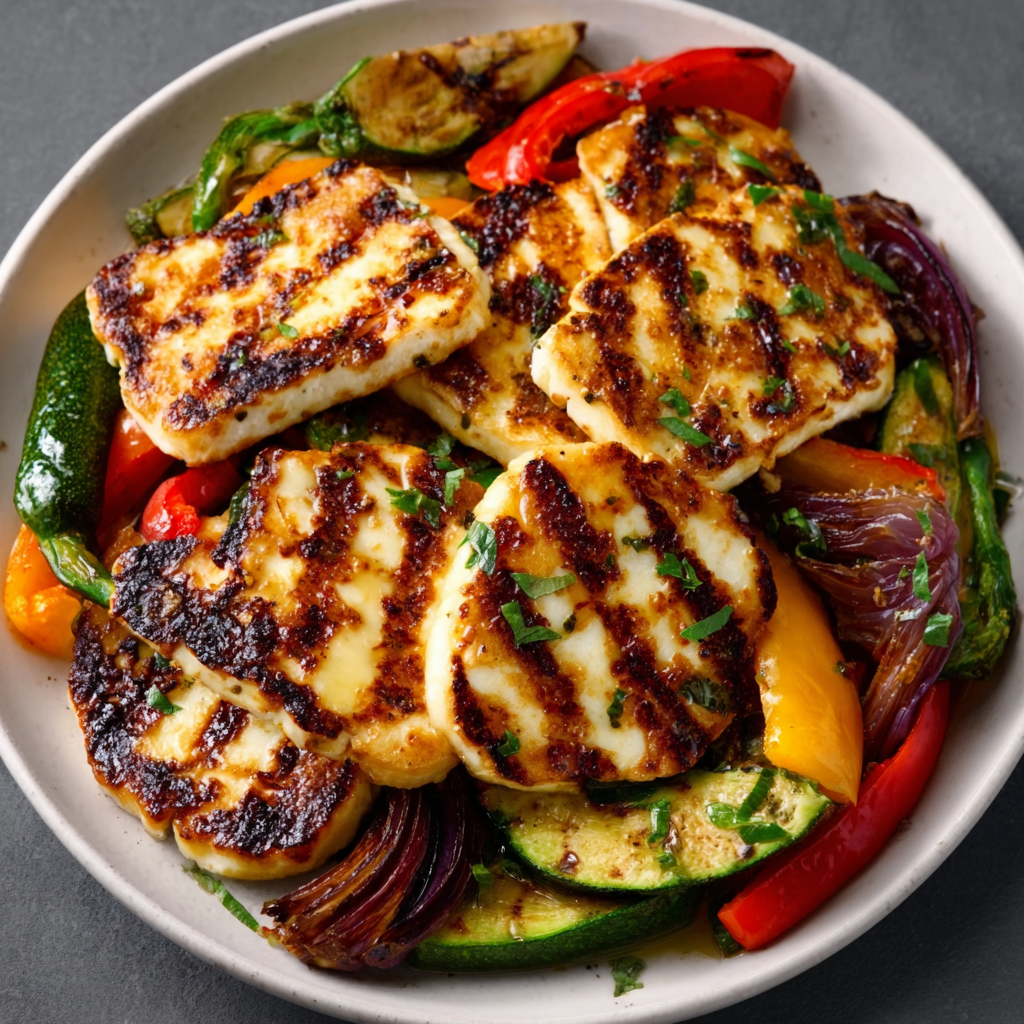 Citrus-Marinated Halloumi with Grilled Vegetables