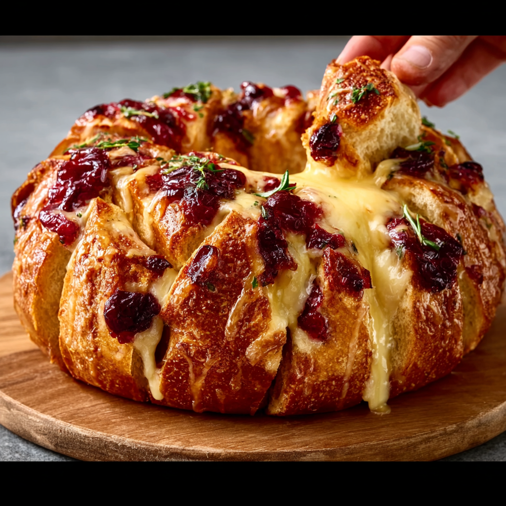 Cranberry Brie Pull-Apart Bread Wreath