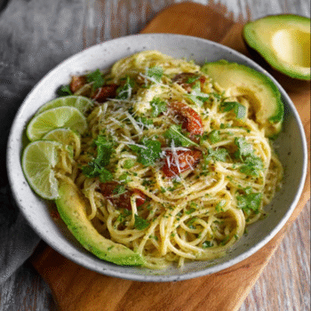 Creamy Avocado & Finger Lime Pasta