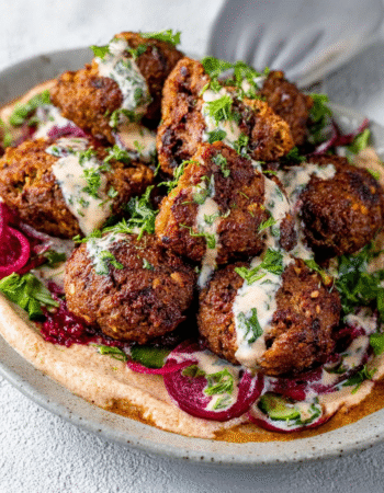 Crispy Falafel with Beetroot Tahini Sauce