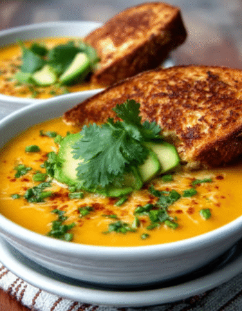 Easy Pumpkin Soup with Chipotle Grilled Cheese