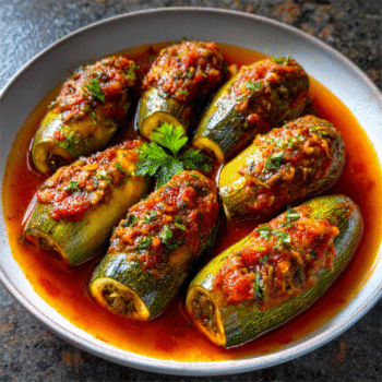 Egyptian-Style Stuffed Zucchini in Tomato Broth