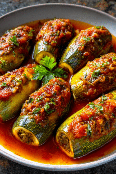 Egyptian-Style Stuffed Zucchini in Tomato Broth