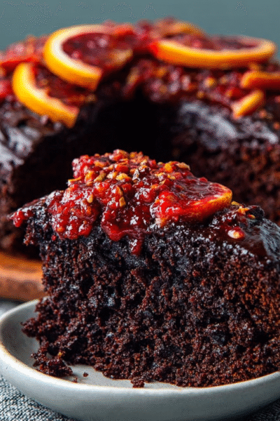 French Dark Chocolate Blood Orange Cake