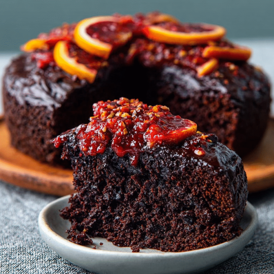 French Dark Chocolate Blood Orange Cake captivates all! 6 French Dark Chocolate Blood Orange Cake