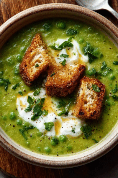 Fresh Pea & Mint Soup with Crème Fraîche