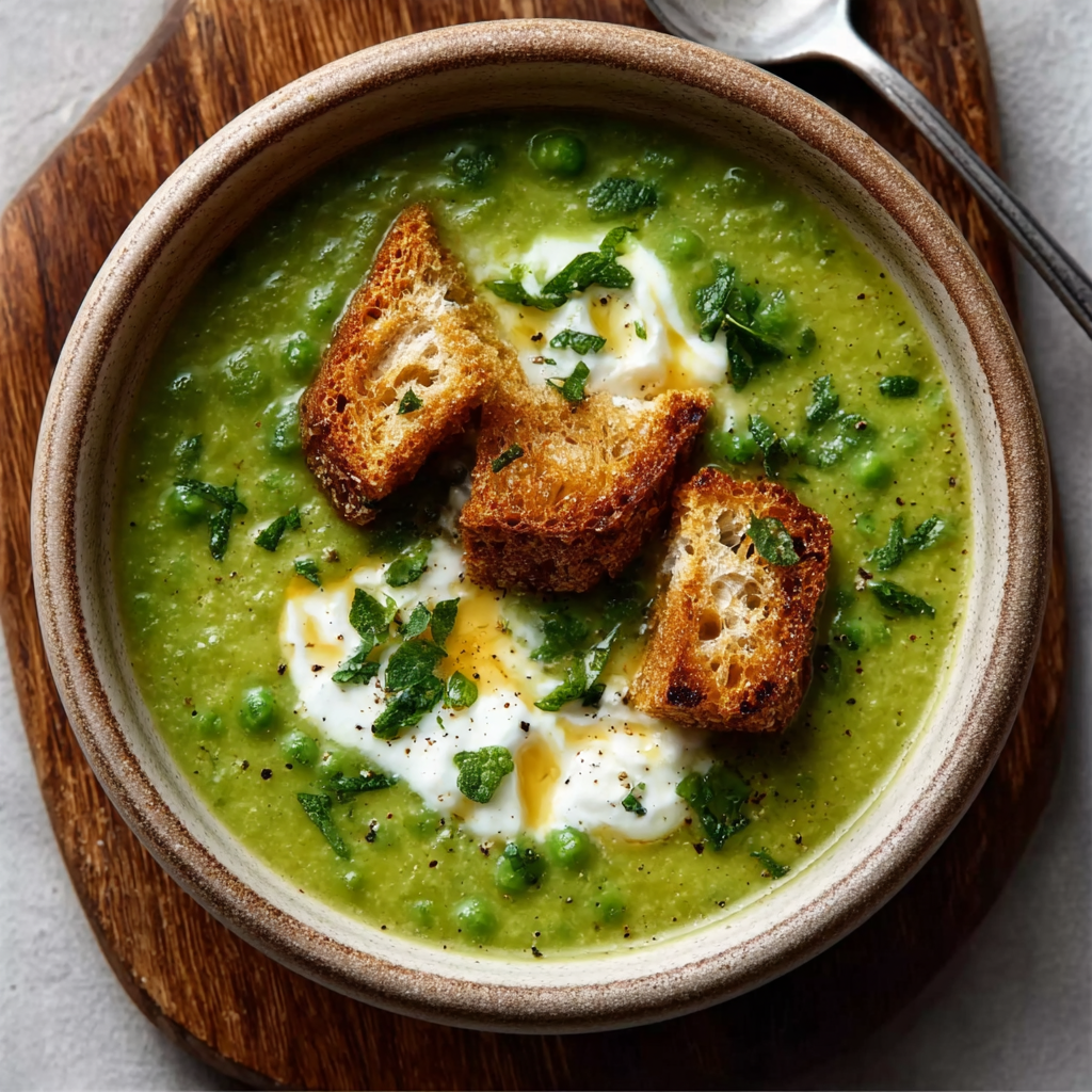 Fresh Pea & Mint Soup with Crème Fraîche