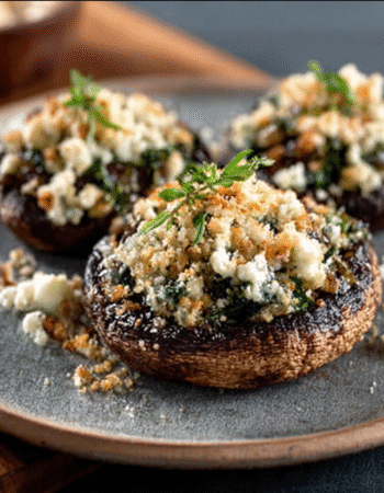 Grilled Portobello Caps with Blue Cheese Crumble