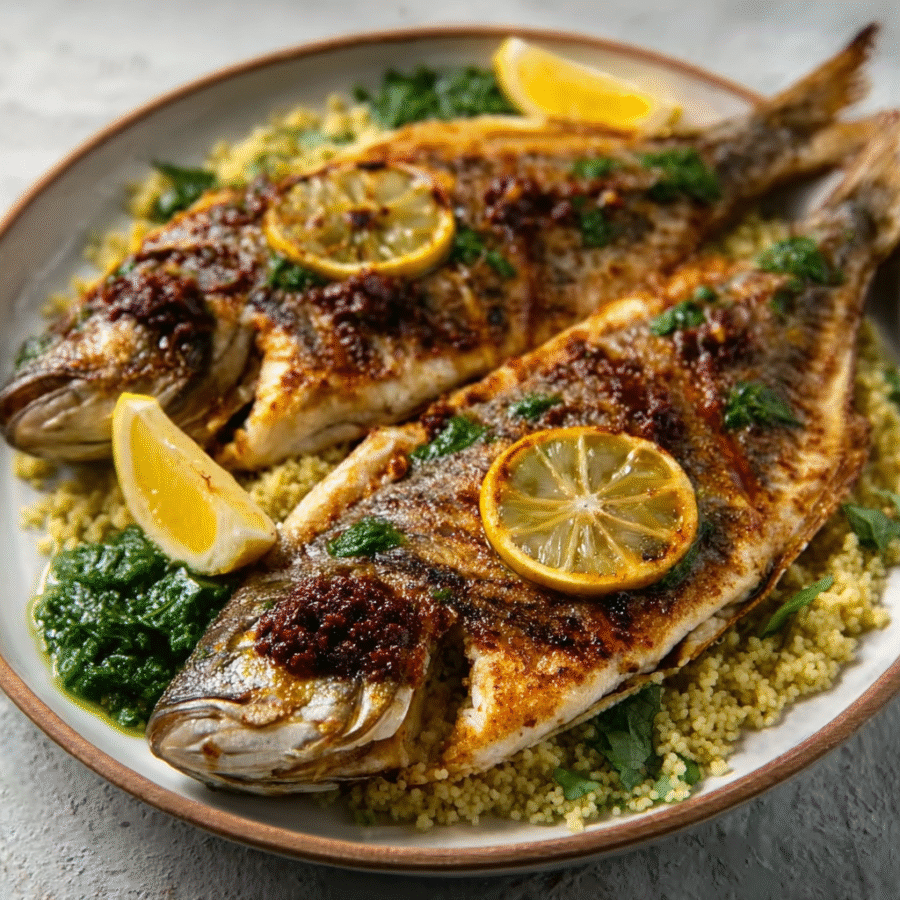 Grilled Sea Bass with Sumac Butter & Lemon Couscous That Impresses! 6 Grilled Sea Bass with Sumac Butter & Lemon Couscous