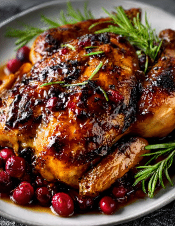 Honey Rosemary Roast Chicken with Cranberry Glaze
