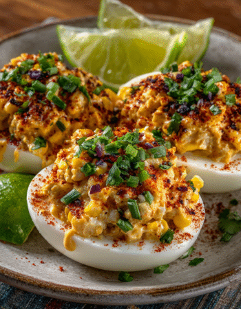 Irresistible Elote Deviled Eggs with Zesty Chipotle Mayo