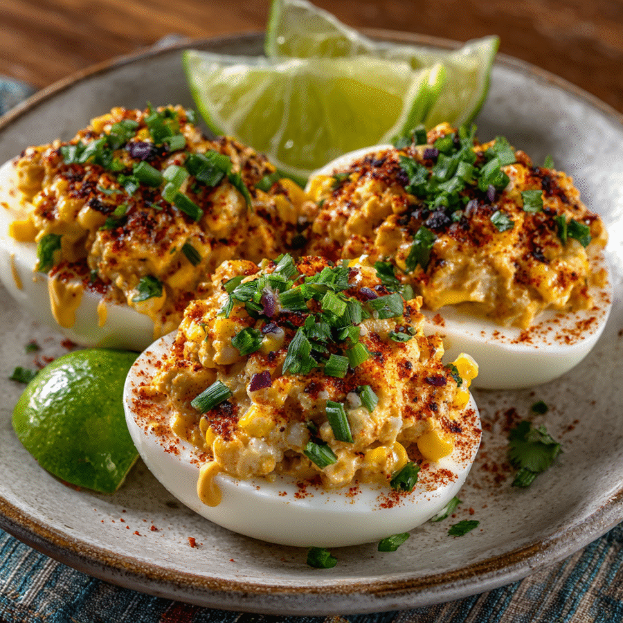 Irresistible Elote Deviled Eggs with Zesty Chipotle Mayo will surprise your taste buds! 6 Irresistible Elote Deviled Eggs with Zesty Chipotle Mayo