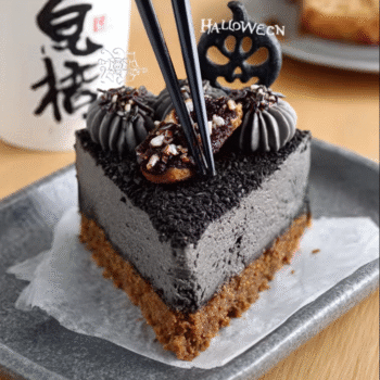 Japanese Black Sesame Halloween Cheesecake