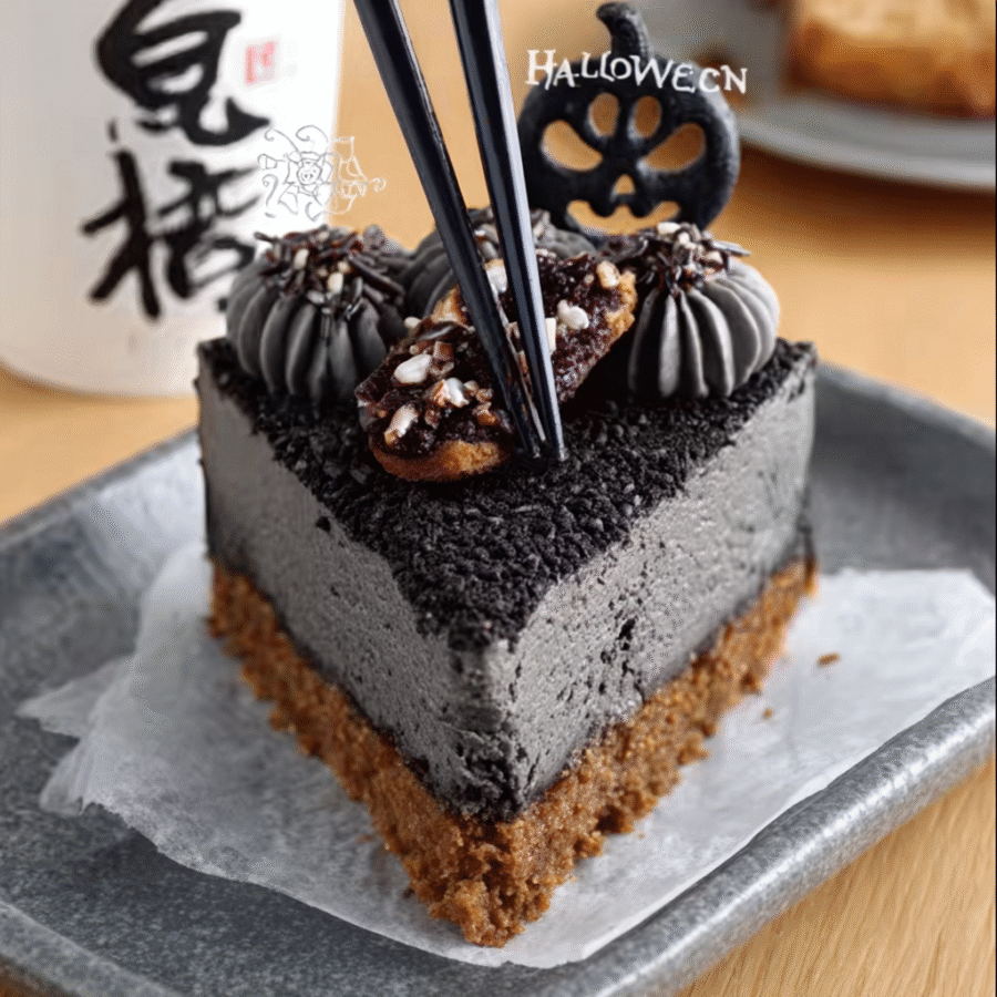 Japanese Black Sesame Halloween Cheesecake Recipe Revealed! 6 Japanese Black Sesame Halloween Cheesecake