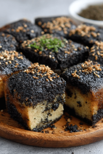 Japanese Black Sesame Mochi Cheesecake