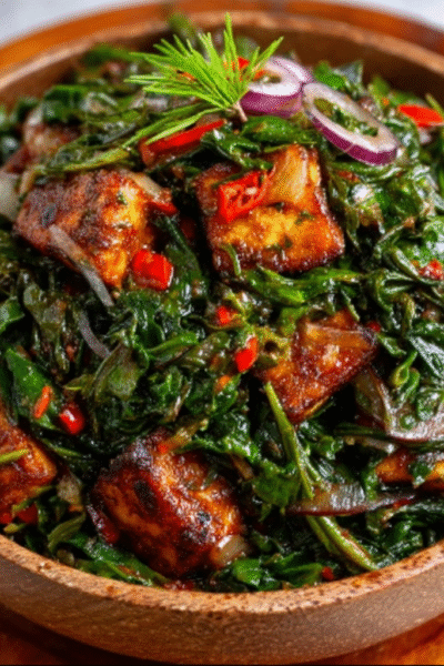 Kenyan Sukuma Wiki with Spiced Tofu