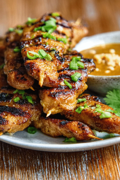 Keto Chicken Satay with Peanut Dipping Sauce