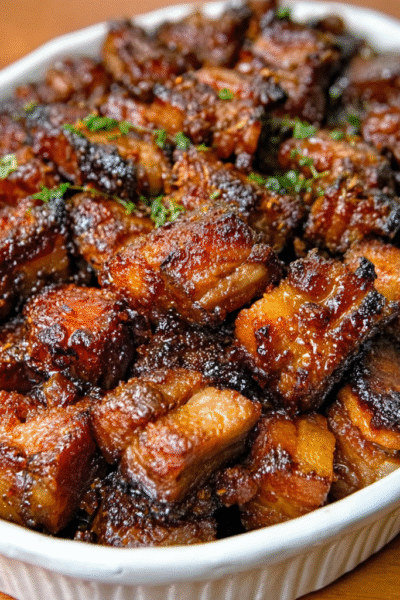 Keto Pork Belly Burnt Ends