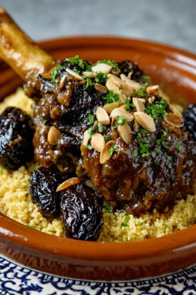Lamb Shank Tagine with Prunes & Almonds