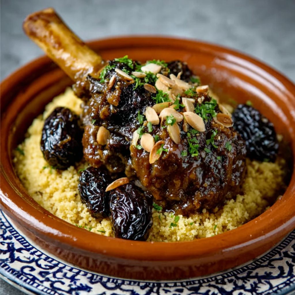 Lamb Shank Tagine with Prunes & Almonds