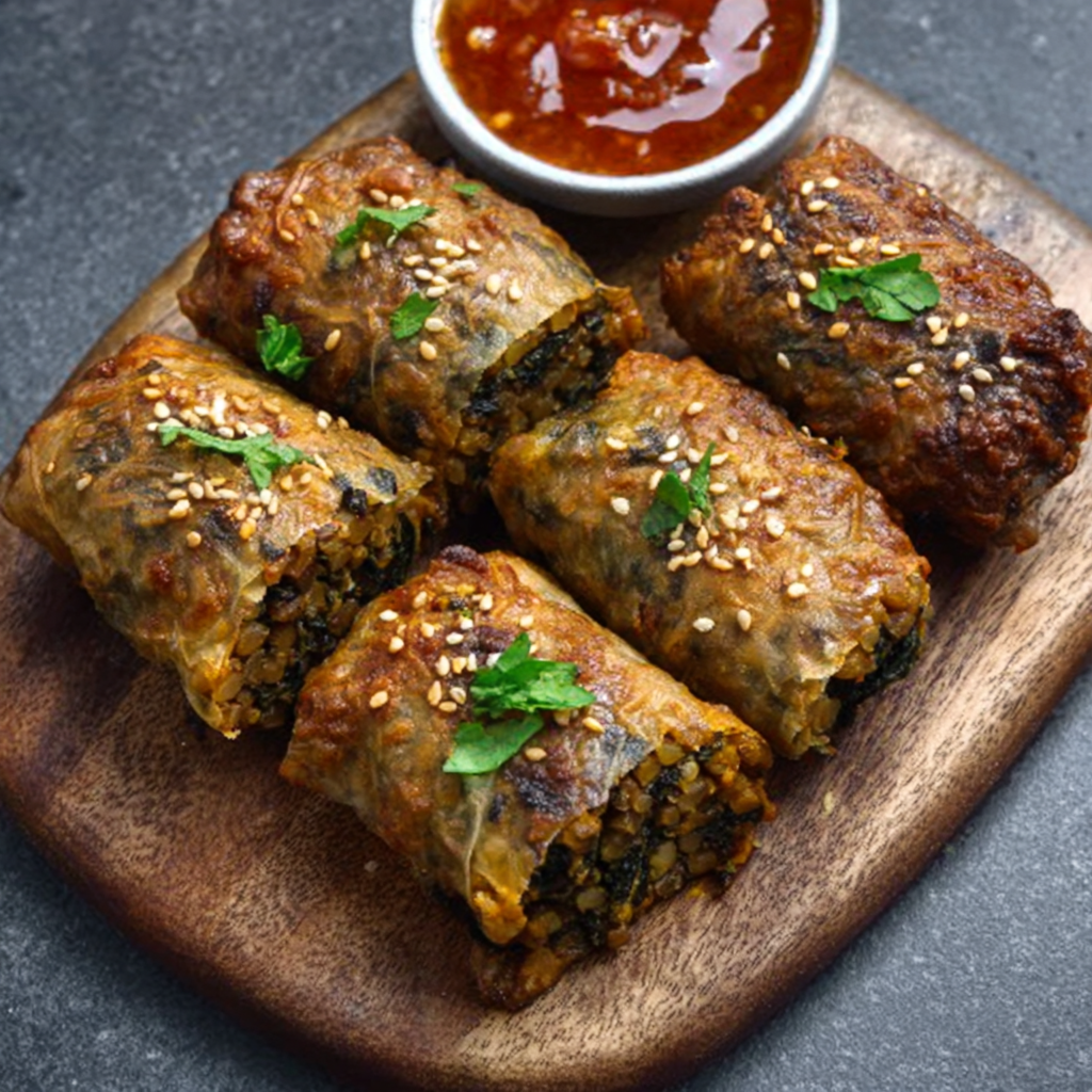 Lentil & Spinach Mahshi Rolls