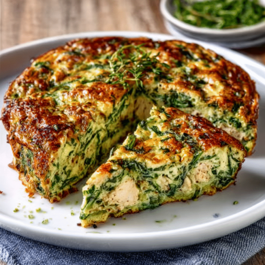 Light Chicken & Spinach Frittata with Thyme for a Healthy Meal 6 Light Chicken & Spinach Frittata with Thyme