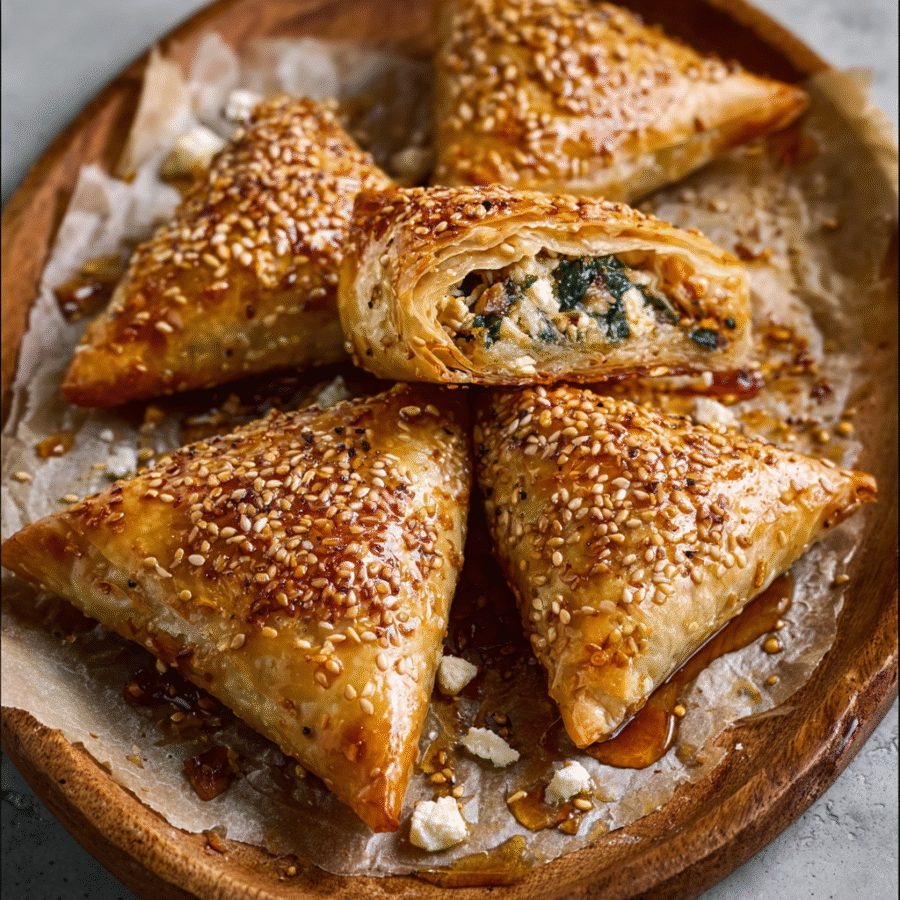 Modern Börek Rolls with Spinach, Feta & Honey Drizzle are a delightful treat! 5 Modern Börek Rolls with Spinach, Feta & Honey Drizzle