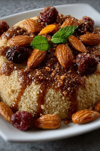 Moroccan Rosewater Almond Couscous Pudding