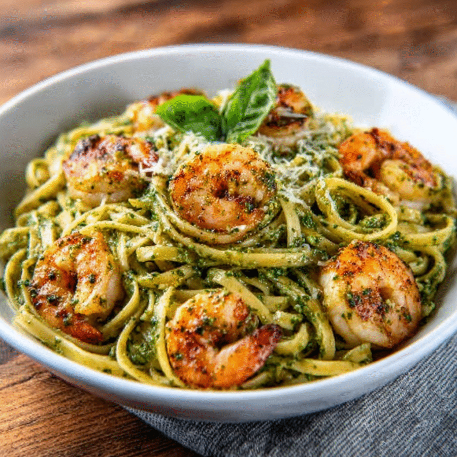 Pesto Shrimp Tagliatelle