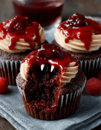 Playful Vampire Cupcakes with Fruity Glaze Detail