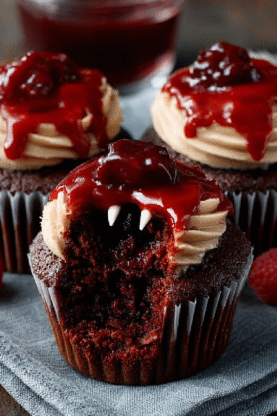 Playful Vampire Cupcakes with Fruity Glaze Detail