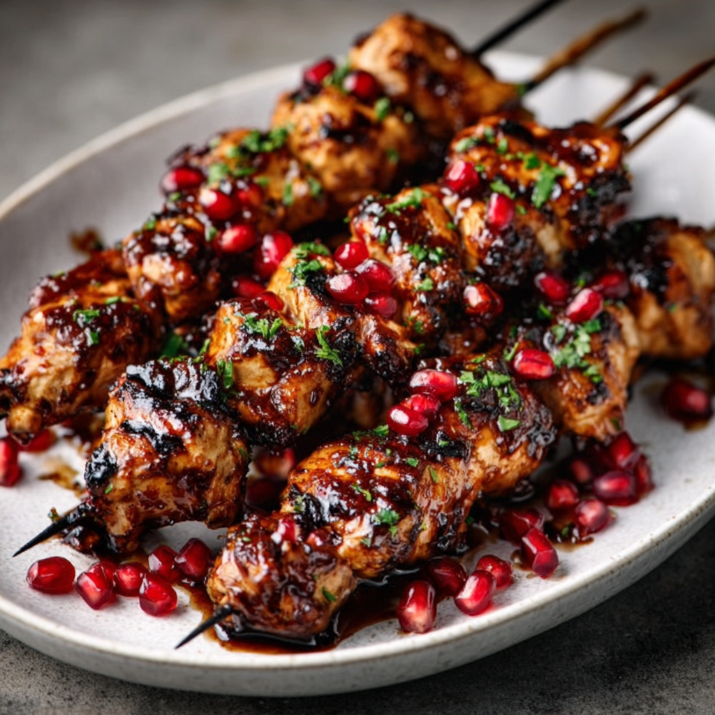 Pomegranate Molasses Chicken Skewers