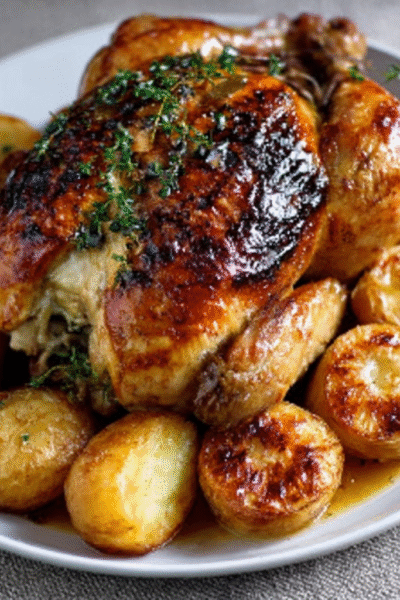 Roast Chicken with Lemon, Thyme & Spring Garlic