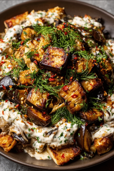 Roasted Eggplant & Tahini Fatteh