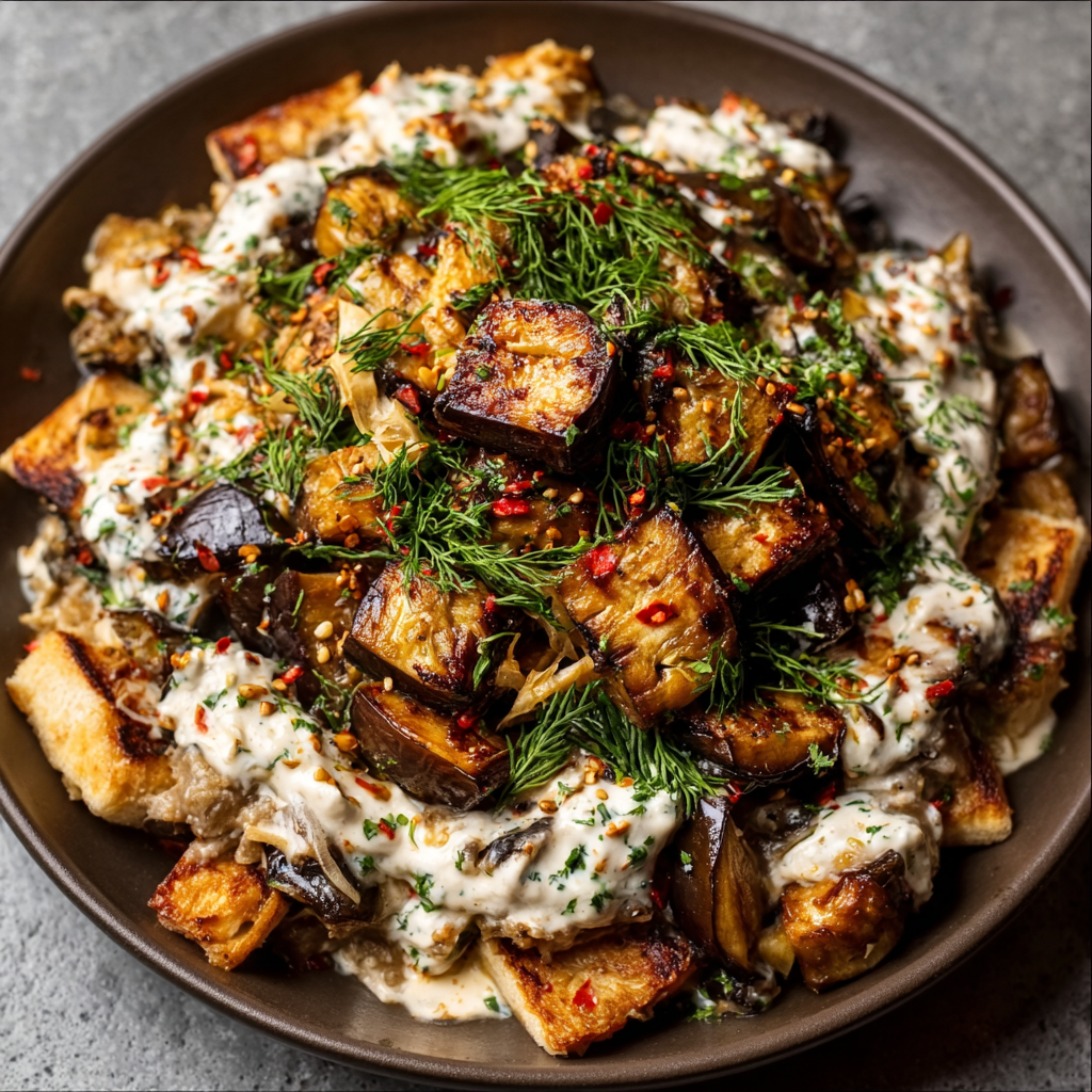 Roasted Eggplant & Tahini Fatteh
