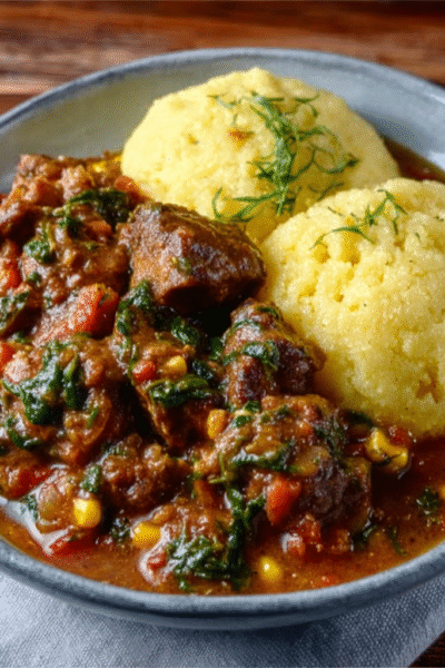 Sadza neNyama Maize Meal with Beef Stew 1