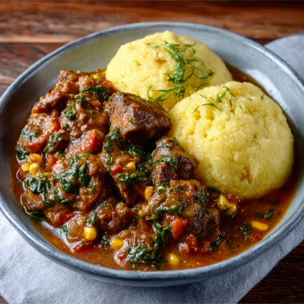 Sadza neNyama Maize Meal with Beef Stew 1