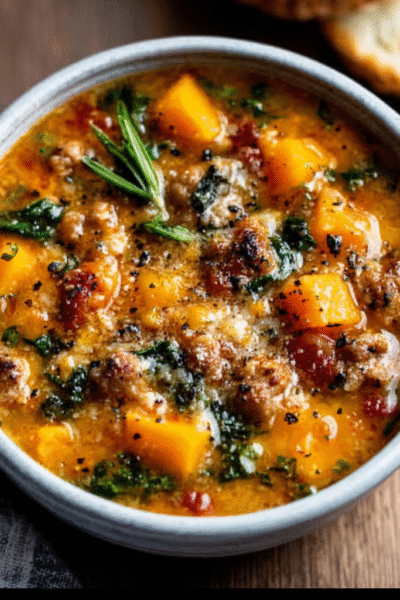 Slow Cooker Butternut Squash & Sausage Soup