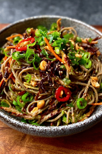 Soba Noodle Salad with Sesame, Spring Onion & Peanuts