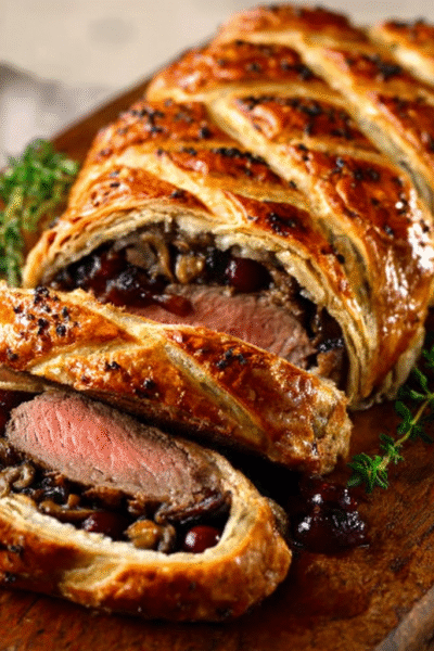 Spiced Cranberry Beef Wellington