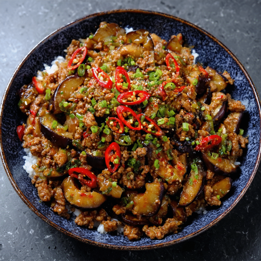 Spicy Eggplant Stir-Fry with Ground Turkey