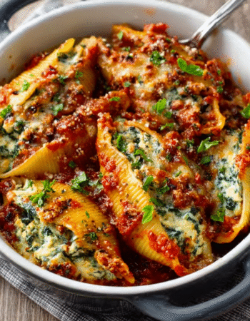 Spinach & Ricotta Stuffed Shells with Tomato Basil Sauce