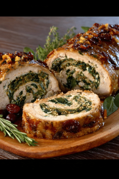 Stuffed Turkey Roulade with Spinach & Cranberry